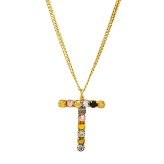 Monogram Necklace in Colors in Metallics