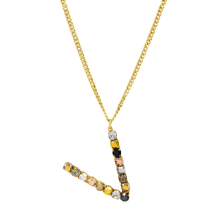 Monogram Necklace in Colors in Metallics