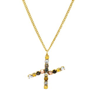 Monogram Necklace in Colors in Metallics
