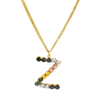 Monogram Necklace in Colors in Metallics