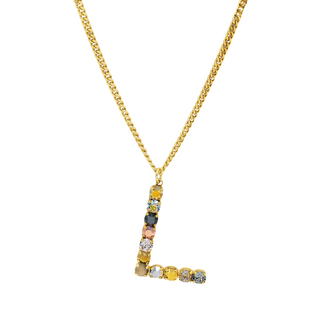 Monogram Necklace in Colors in Metallics