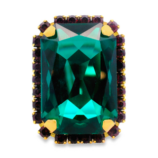 Mini Soleil Ring with Trim in Emerald