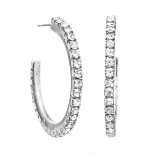 Boucles d'oreilles créoles fines en argent antique