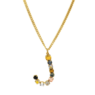 Monogram Necklace in Colors in Metallics