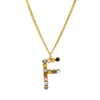 Monogram Necklace in Colors in Metallics