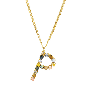 Monogram Necklace in Colors in Metallics