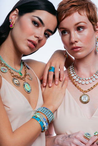 Olivia 3 Strand Stretch Bracelet in Aquamarine Matt