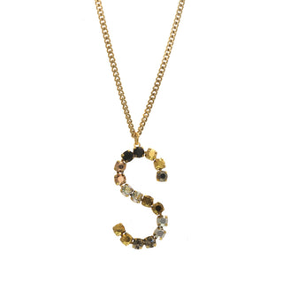 Monogram Necklace in Colors in Metallics
