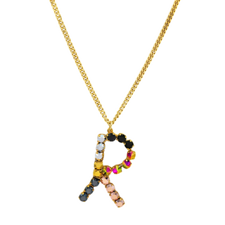 Monogram Necklace in Colors in Metallics