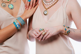 Olivia 3 Strand Stretch Bracelet in Aquamarine Matt