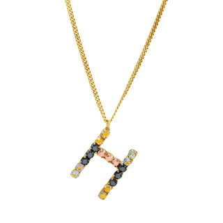 Monogram Necklace in Colors in Metallics
