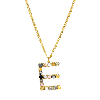 Monogram Necklace in Colors in Metallics