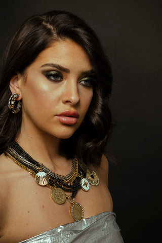 Slim Hoop Earrings in Gunmetal