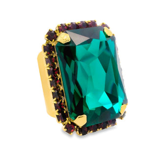 Mini Soleil Ring with Trim in Emerald
