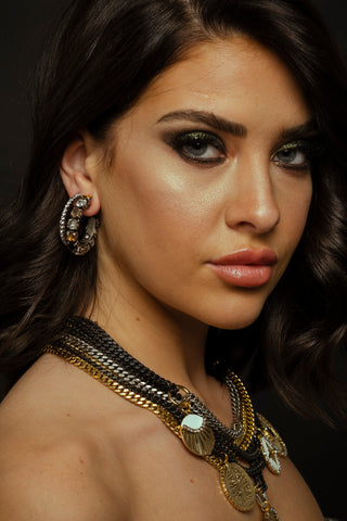 Slim Hoop Earrings in Gunmetal