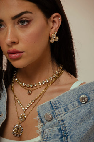 Edith Rectangle Pendant Necklace in Champagne