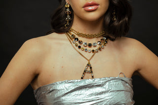 Monogram Necklace in Colors in Metallics