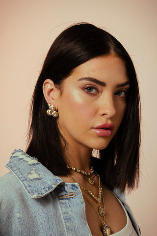 Edith Rectangle Pendant Necklace in Champagne