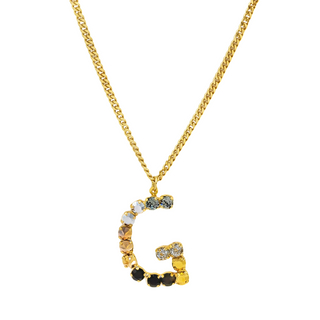 Monogram Necklace in Colors in Metallics