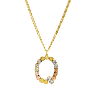 Monogram Necklace in Colors in Metallics