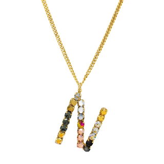 Monogram Necklace in Colors in Metallics