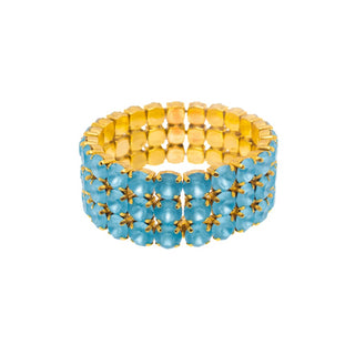 Olivia 3 Strand Stretch Bracelet in Aquamarine Matt