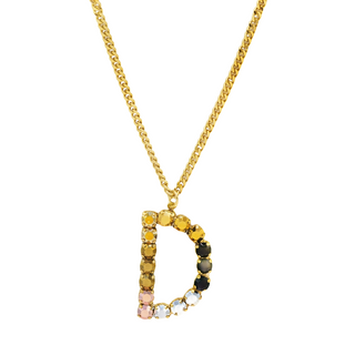 Monogram Necklace in Colors in Metallics