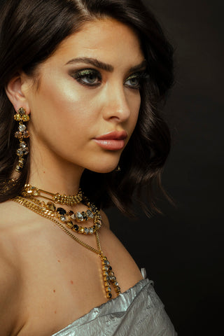 Monogram Necklace in Colors in Metallics