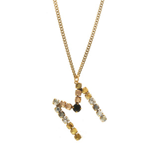 Monogram Necklace in Colors in Metallics
