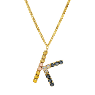 Monogram Necklace in Colors in Metallics