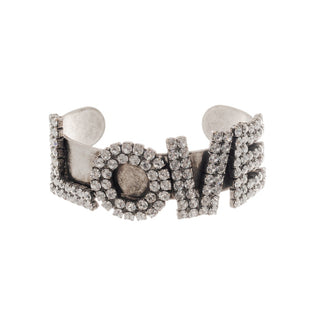 LA LA LOVE Cuff in Antique Silver / Clear