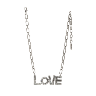 LA LA LOVE Necklace in Antique Silver / Clear