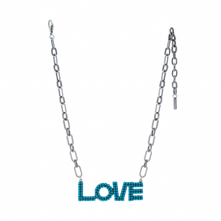 LA LA LOVE Necklace in Antique Silver / Turquoise