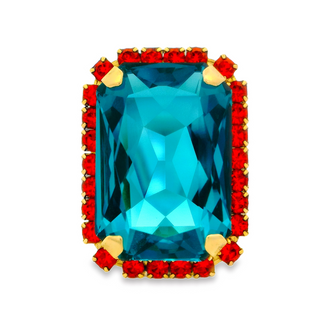 Mini Soleil Ring with Trim in Indicolite