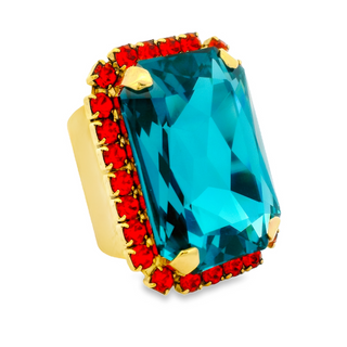 Mini Soleil Ring with Trim in Indicolite