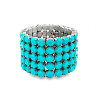 Olivia 5 strand Stretch Bracelet in Antique Silver / Turquoise