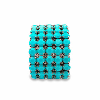 Olivia 5 strand Stretch Bracelet in Antique Silver / Turquoise