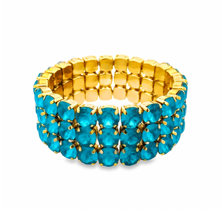 Olivia 3 Strand Stretch Bracelet in Light Turquoise Matt
