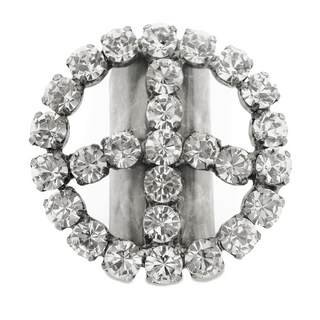 Peace or Bust Ring in Antique Silver / Clear