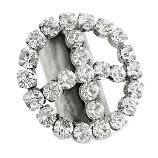 Peace or Bust Ring in Antique Silver / Clear