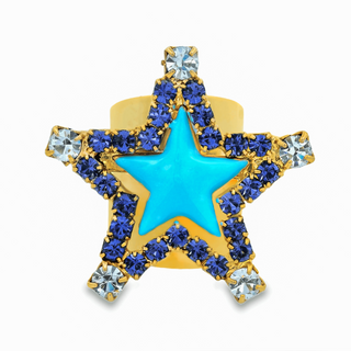 Super Star Ring In Enamel Light Blue