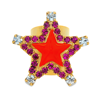 Super Star Ring In Enamel Red