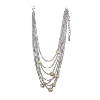 Metallic Neck Mess Necklace in Antique Silver