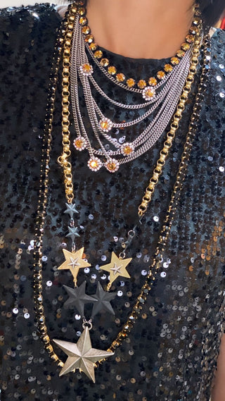 Metallic Neck Mess Necklace in Antique Silver