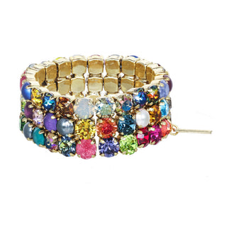 Olivia 3 Strand Stretch Bracelet in Deep Tones