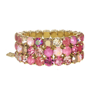 Olivia 3 Strand Pink Stretch Bracelet