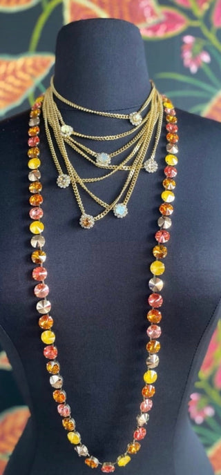 Metallic Neck Mess Necklace in Antique Gold