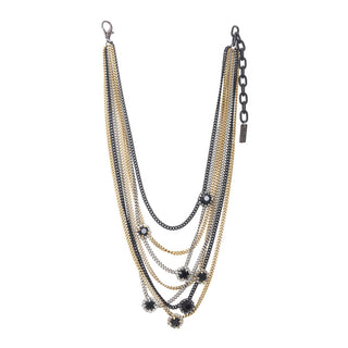 Metallic Neck Mess Necklace in Mixed Metal