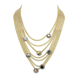 Metallic Neck Mess Necklace in Antique Gold