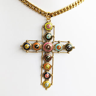 Detailed Enamel Cross Necklace